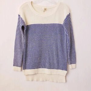 Avaleigh Oversized Twisted Stripe Sweater Cotton blend knit sweater Ribbed  XS